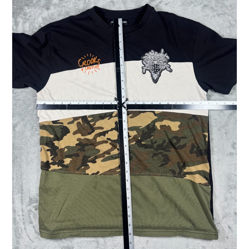 Crooks Castles Medusa Camo Colorblock T-Shirt Black Green Men Large RN143527 - Picture 2 of 7